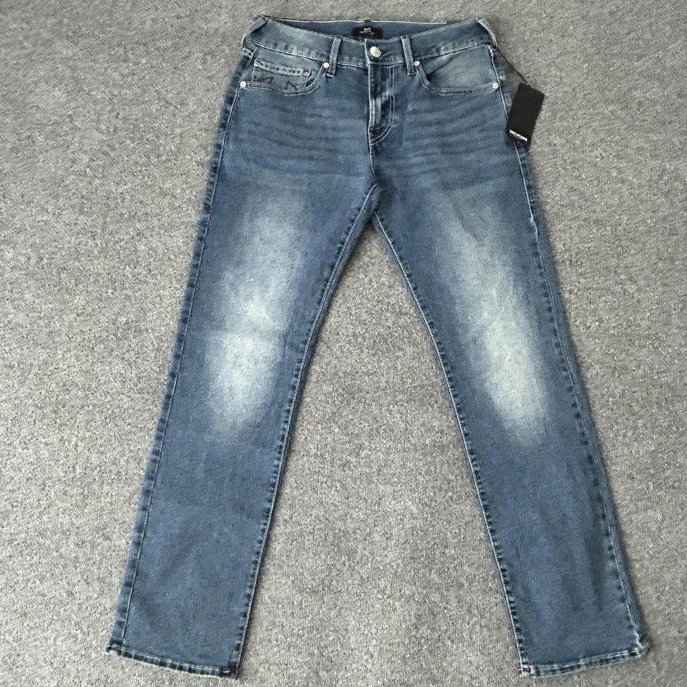 True Religion Ricky Relaxed Straight Jeans Mens 32x34 Blue Medium Denim Wash
